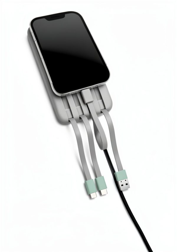 Portable Power Bank Utopia W1148 Slim 10000mAh Qing Built‑In Cables-1