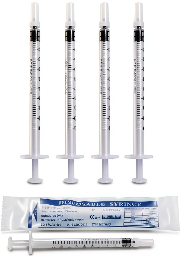 1ml Syringe Plastic Small Syringe 30 Pack with Cap Lab and Pet Use-0