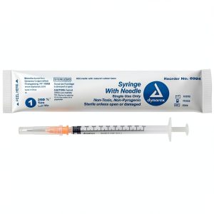 Dynarex Disposable Syringe With Needle 1CC 25G 5/8 6994 100 Count-0